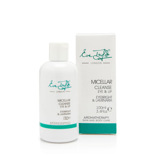 Eve Taylor Micellar Cleanse Eye & Lip product with packaging on a white background