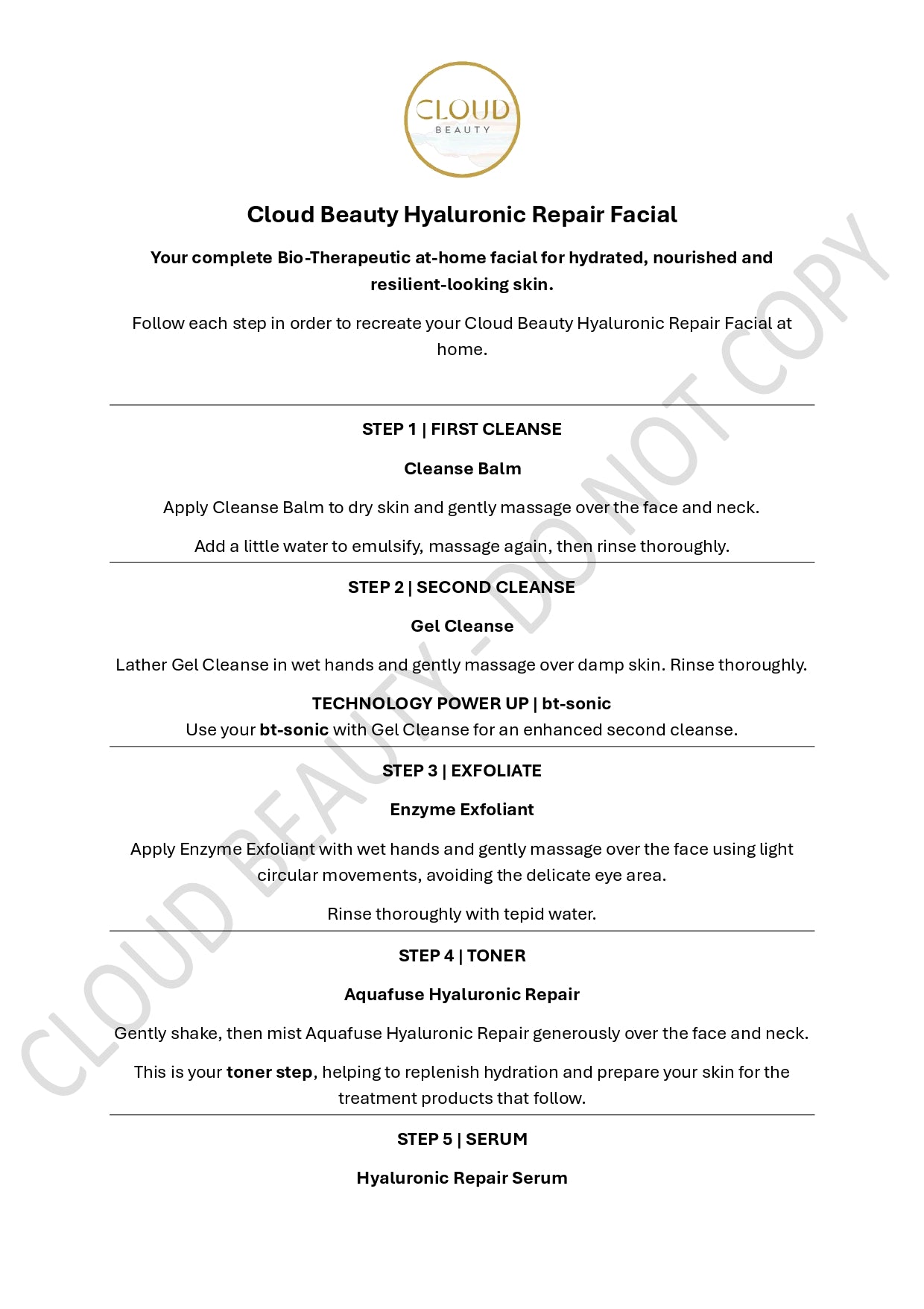 Cloud Beauty Hyaluronic Repair Facial with Bio-Therapeutic