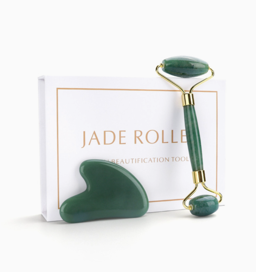 Green Jade Roller & Heart Gua Sha Set