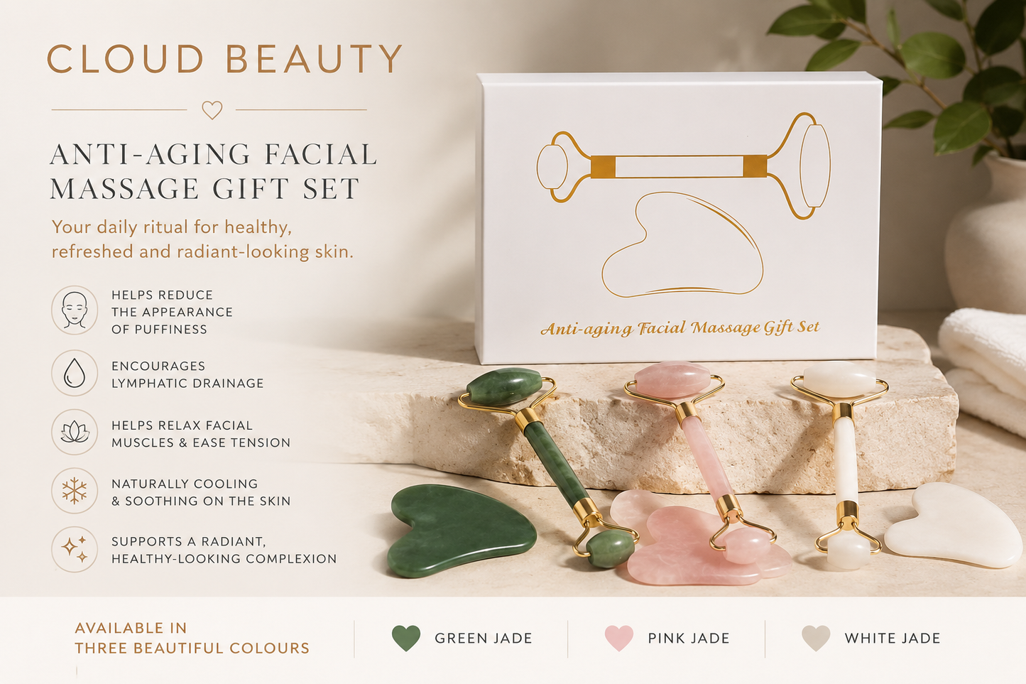 Pink Jade Roller & Heart Gua Sha Set