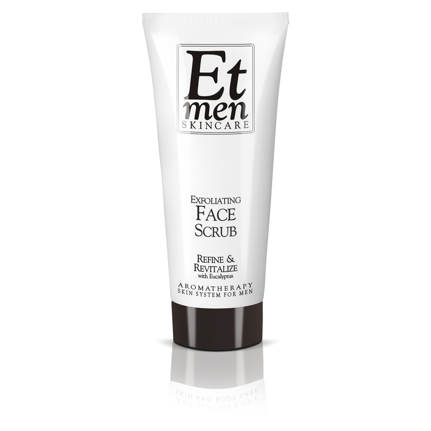 Tube of Et men skincare exfoliating face scrub on a white background