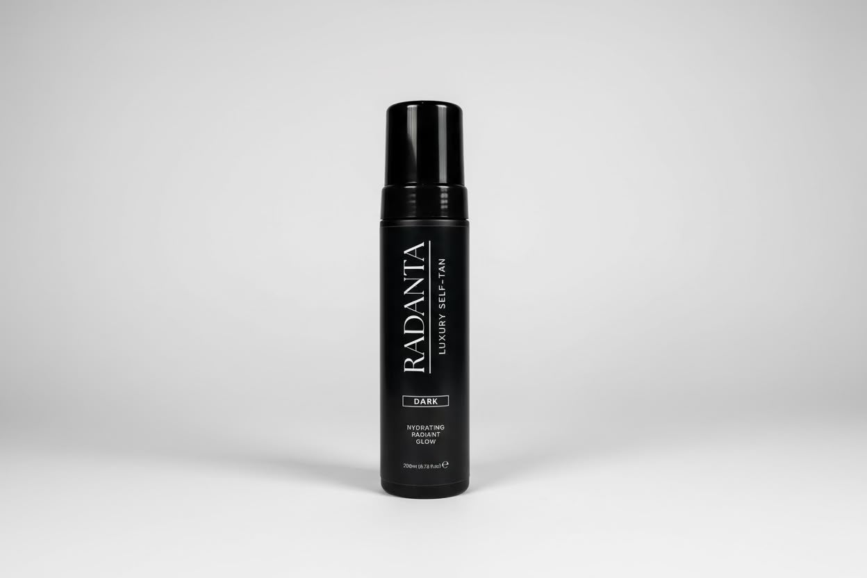 Dark tanning mousse bottle, RADIANTA