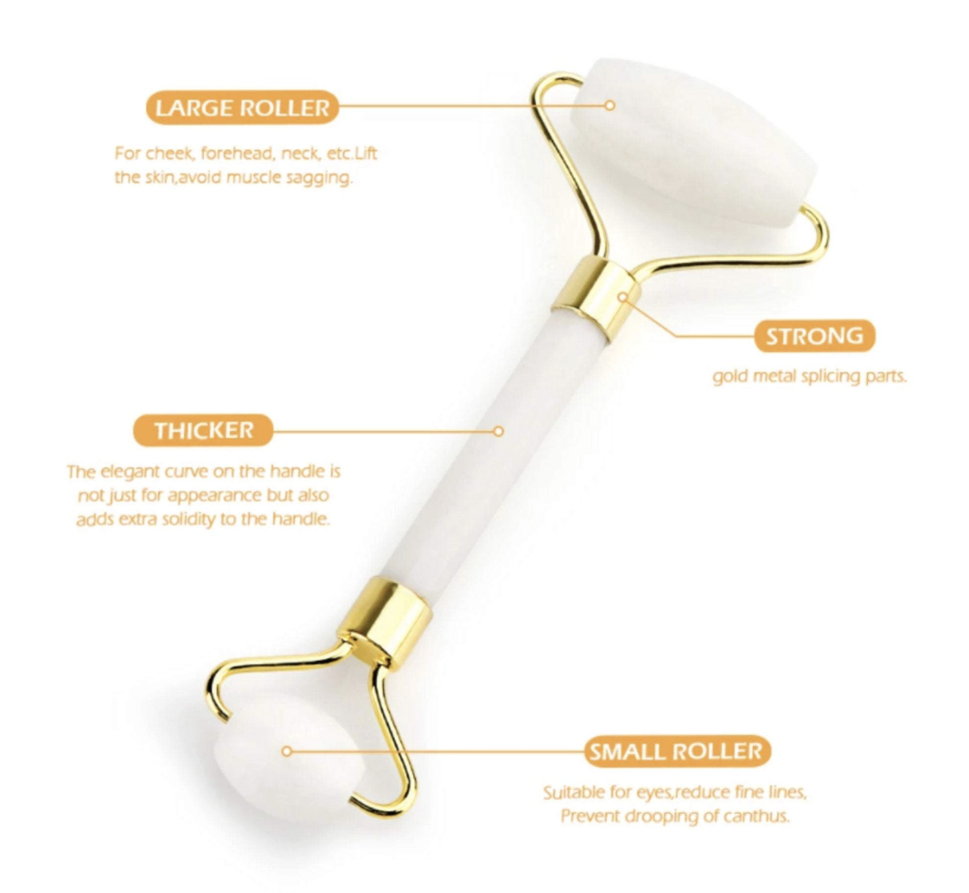 White Jade Roller & Heart Gua Sha Set