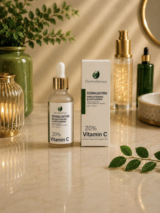 20% Vitamin C serum with dropper and box, DermaSkinUK DermaLighting