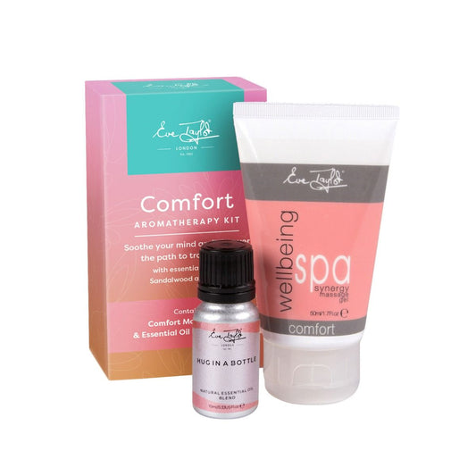 Aromatherapy kit with Comfort box, essential oil bottle, and spa comfort cream tube