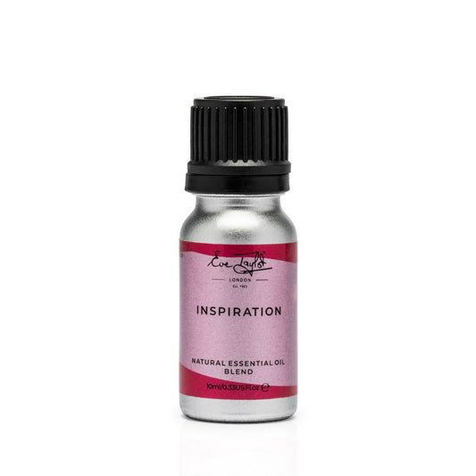 Inspiration diffuser blend essential oil bottle with black ribbed cap and purple label